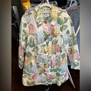 Anthropologie Maeve coat, hydrangea floral print 1x